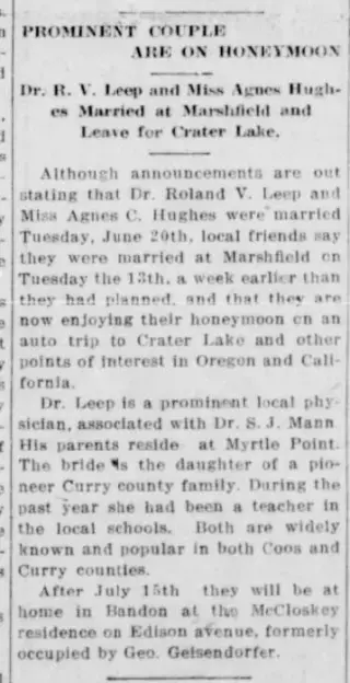 Marriage Newspaper clipping from Jun 22, 1916 5942167