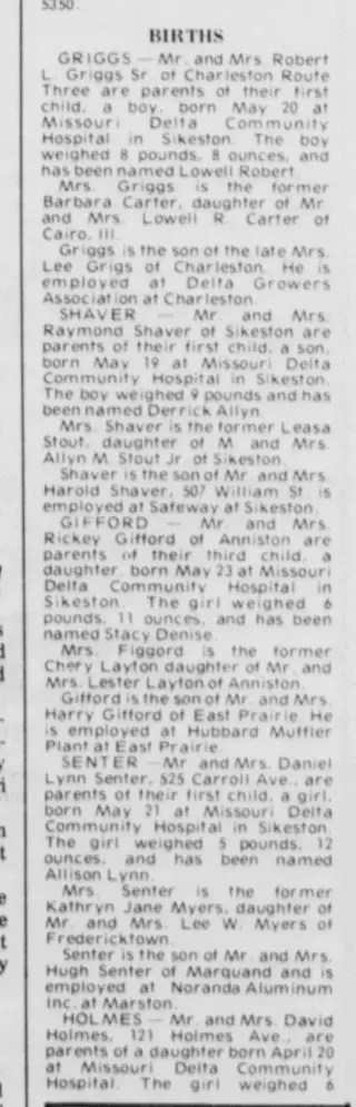 Birth Newspaper clipping from May 27, 1977 5950723