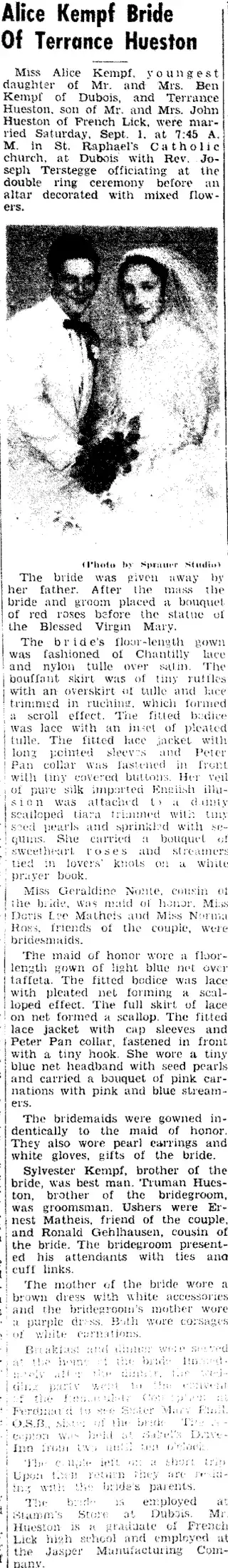 Marriage Newspaper clipping from Sep 22, 1956 5952493