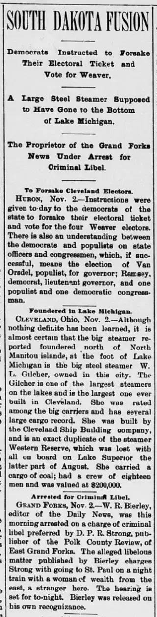 General news Newspaper clipping from Nov 4, 1892 5953630