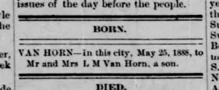 Birth Newspaper clipping from May 31, 1888 5955782