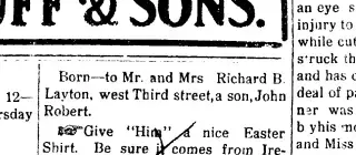 Birth Newspaper clipping from Apr 12, 1922 5961252