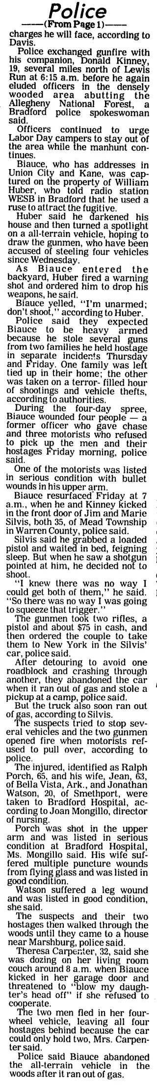 Crime Newspaper clipping from Sep 1, 1984 5962105