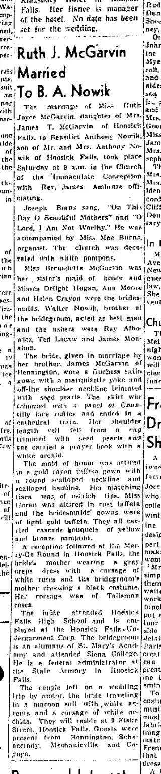 Marriage Newspaper clipping from Oct 10, 1949 5962287