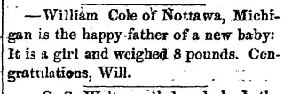 Birth Newspaper clipping from Jun 27, 1879 5962824