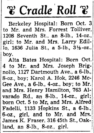 Birth Newspaper clipping from Oct 5, 1946 5966126