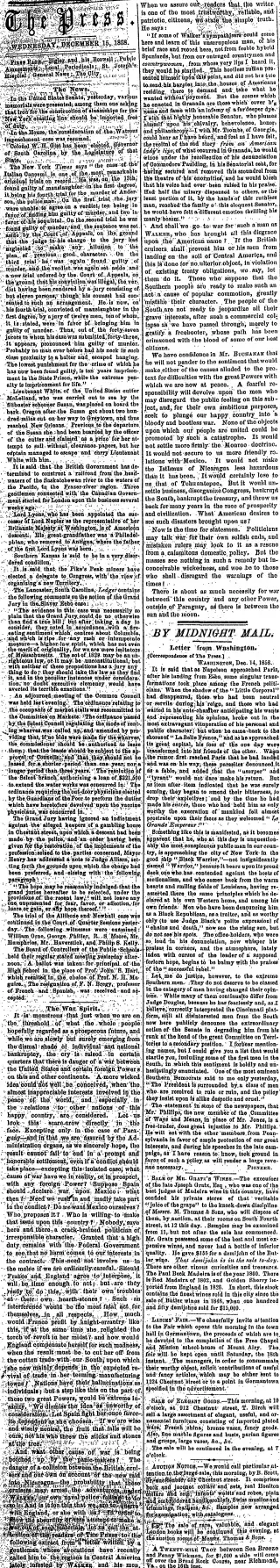 other Newspaper clipping from Dec 15, 1858 5968106
