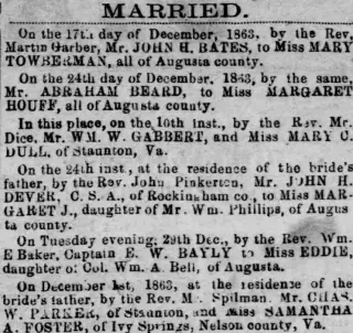 Marriage Newspaper clipping from Jan 5, 1864 5968409