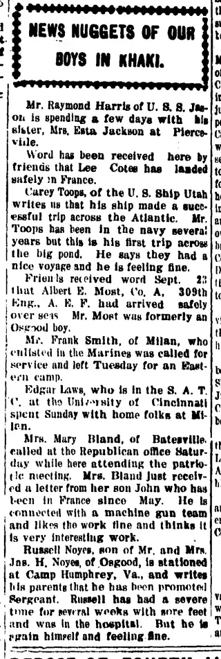 Military Newspaper clipping from Oct 2, 1918 5970974