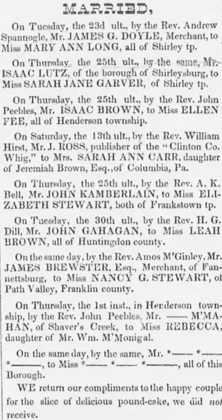 Marriage Newspaper clipping from Feb 7, 1844 5975503
