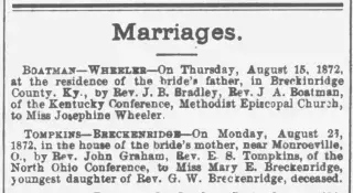 Marriage Newspaper clipping from Sep 18, 1872 5979281