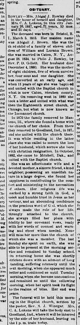 Obituary Newspaper clipping from Feb 4, 1887 5987469