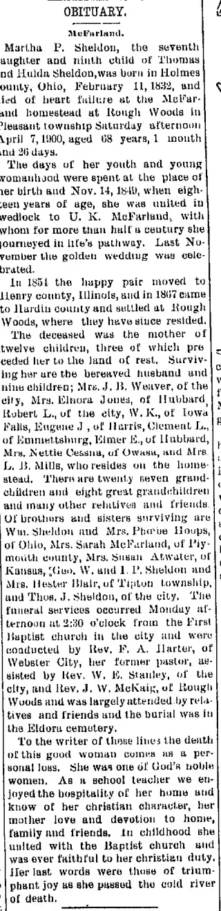 Obituary Newspaper clipping from Apr 11, 1900 6002403