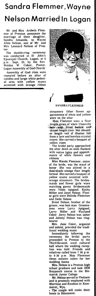 Marriage Newspaper clipping from Oct 12, 1972 6007815