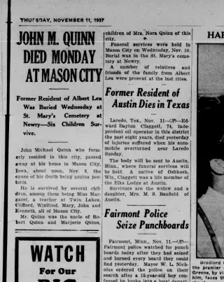 other Newspaper clipping from Nov 11, 1937 6012927