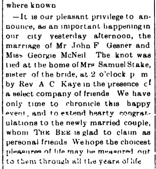 Marriage Newspaper clipping from Sep 28, 1893 6016751