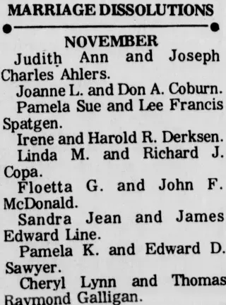 Divorce Newspaper clipping from Dec 19, 1974 6024857