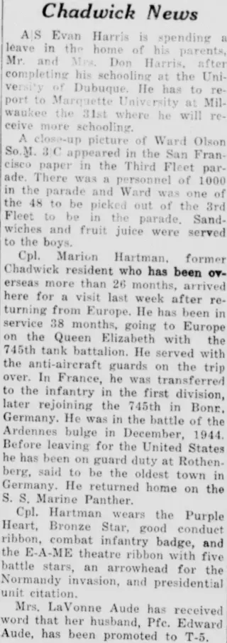 other Newspaper clipping from Oct 25, 1945 6026905