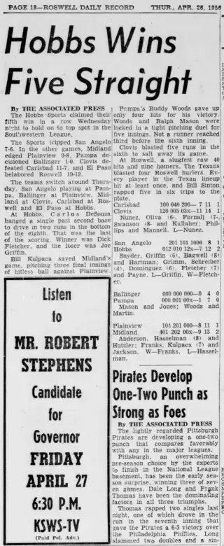 other Newspaper clipping from Apr 26, 1956 6027783