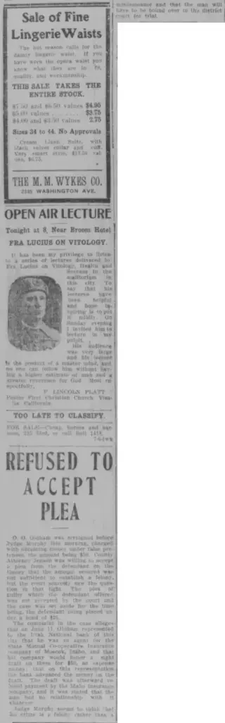 Crime Newspaper clipping from Jul 6, 1910 6034422