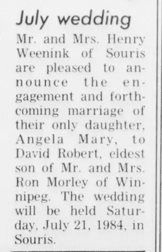 Marriage Newspaper clipping from Jul 7, 1984 6044711