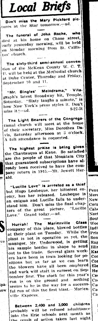 other Newspaper clipping from Aug 28, 1914 6047369