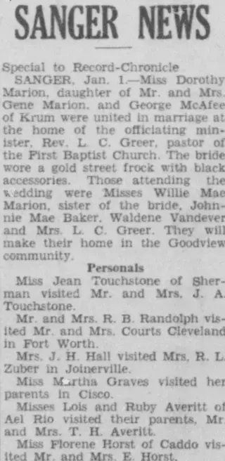 Marriage Newspaper clipping from Jan 1, 1940 6064483