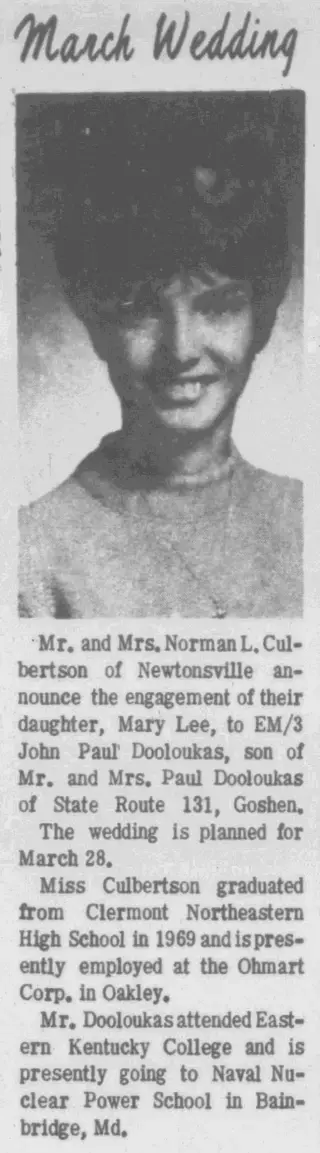 Marriage Newspaper clipping from Jan 22, 1970 6068127
