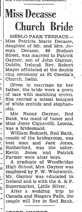Marriage Newspaper clipping from Jun 26, 1958 6068690