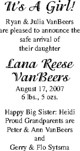 Birth Newspaper clipping from Sep 12, 2007 6070302
