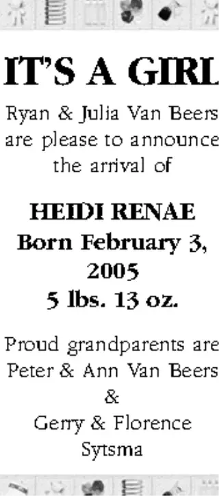 Birth Newspaper clipping from Feb 16, 2005 6070380