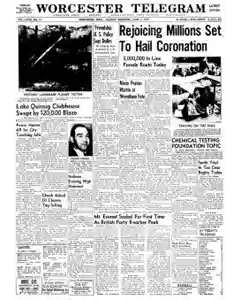 Worcester Telegram Newspaper Archives, Jun 2, 1953, p. 1